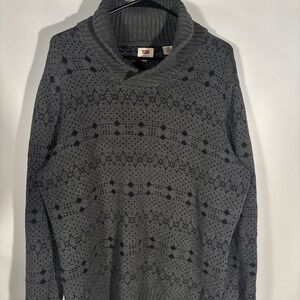 Levi's Red Tab Knit Turtle Neck Sweater Size XL Blue Grey Wool Blend Ribbed